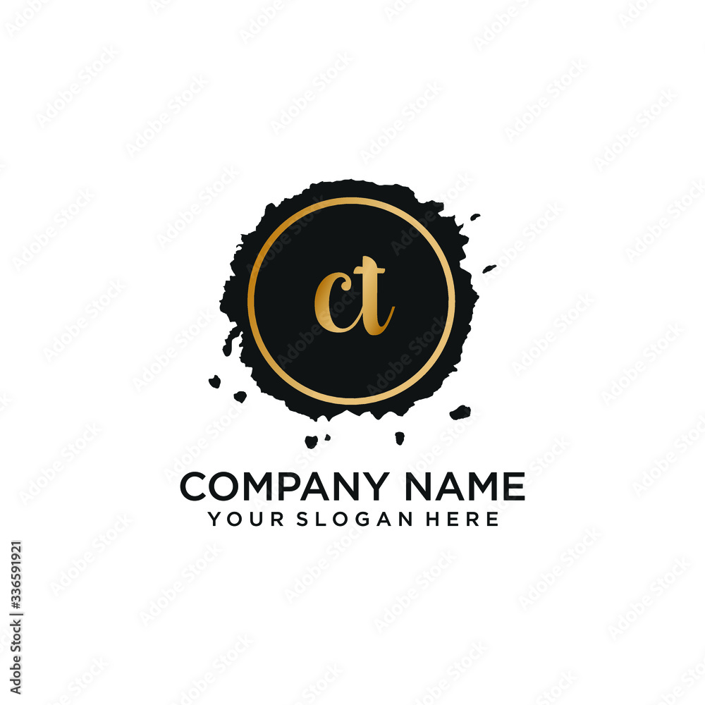 Naklejka premium CT initial Handwriting logo vector templates
