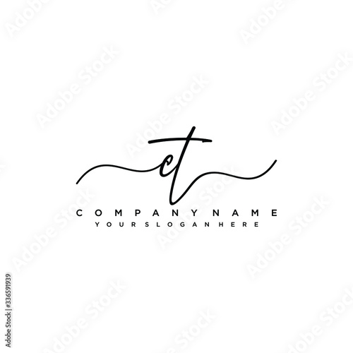 CT initial Handwriting logo vector templates
