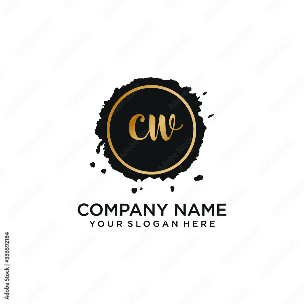 Fototapeta premium CW initial Handwriting logo vector templates