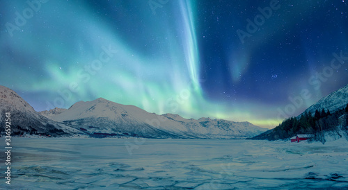 Northern lights  Aurora borealis  in the sky over Tromso  Norway