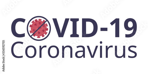 Covid-19 Coronavirus concept design logo. Coronavirus disease named COVID-19, dangerous virus vector illustration. SARS-CoV-2 or betacoronavirus. photo