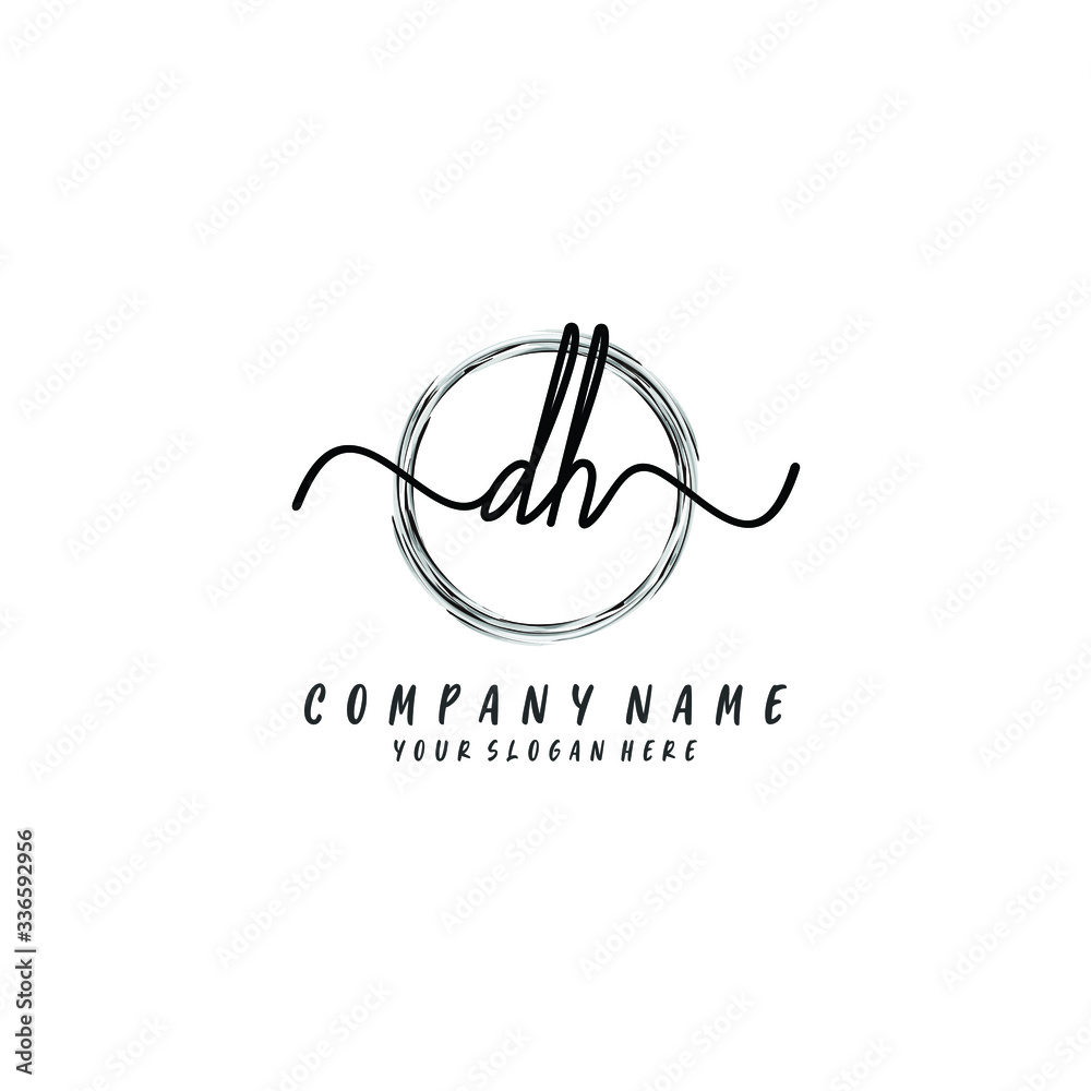 DH initial Handwriting logo vector templates DH initial Handwriting logo vector templates
