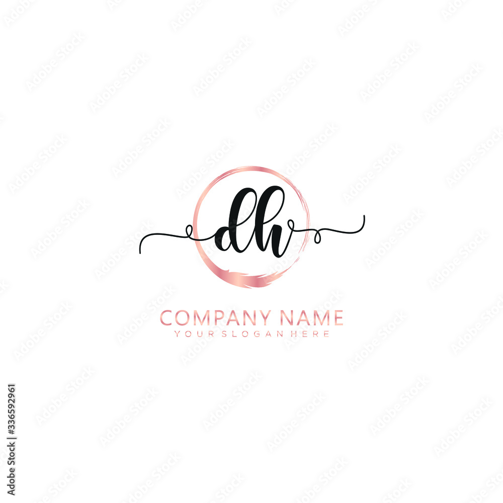 DH initial Handwriting logo vector templates