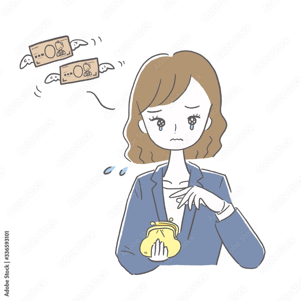 出費　落胆　女性　イラスト