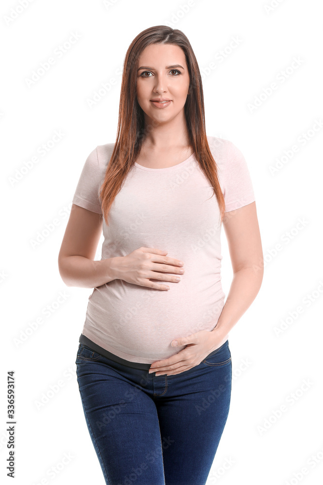 Beautiful pregnant woman on white background Beautiful pregnant woman on white background