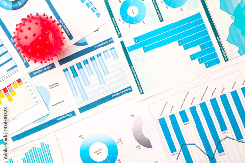 business charts and cronovirus on the desktop