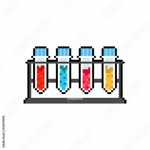 Pixel art science test tube icon design.