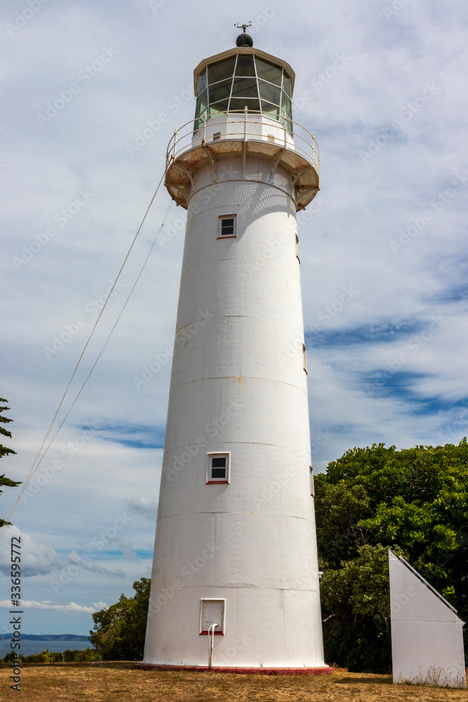 Lighthouse at Tiritiri island in New Zealand.