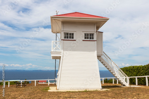 Lighthouse at Tiritiri island in New Zealand. photo