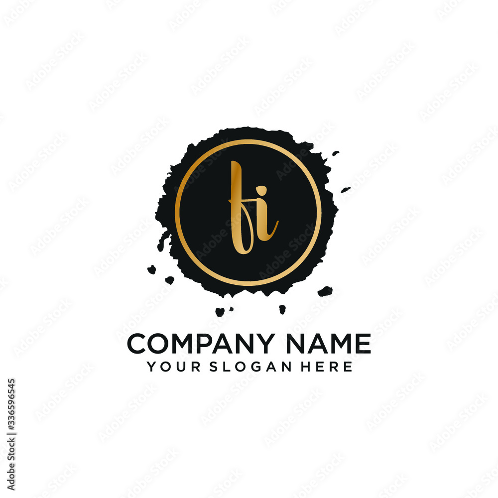 Naklejka premium FI initial Handwriting logo vector templates