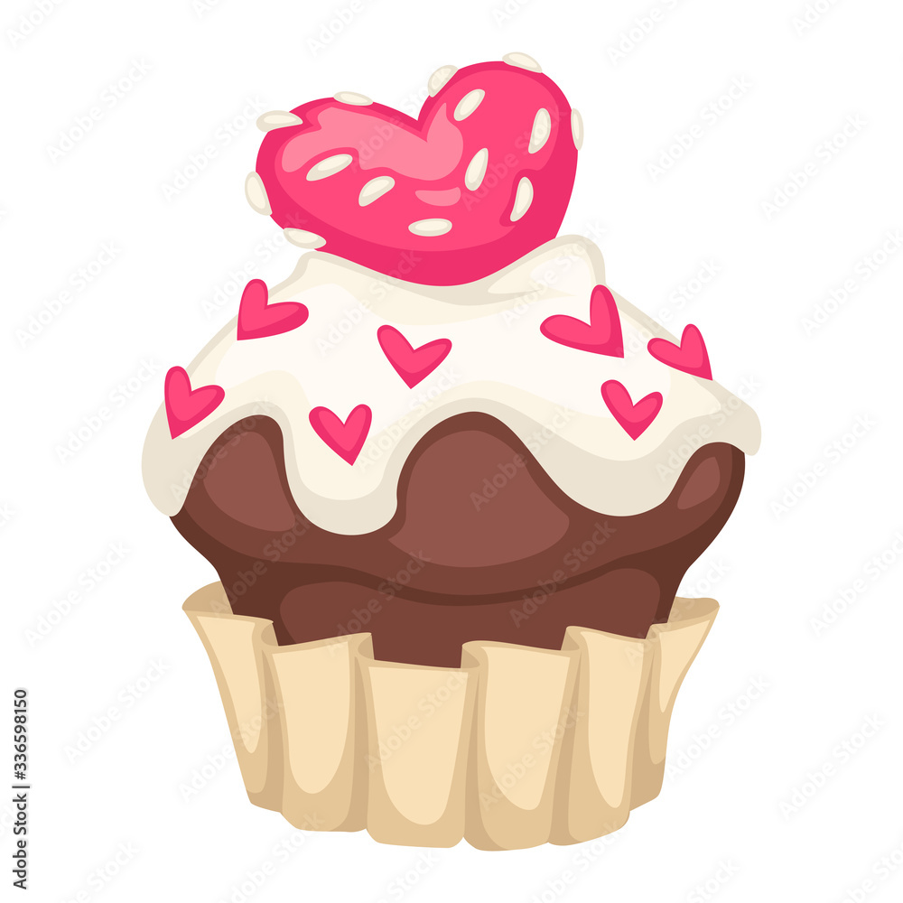 Cupcake dessert with chocolate and crumbs for valentines day Cupcake dessert with chocolate and crumbs for valentines day