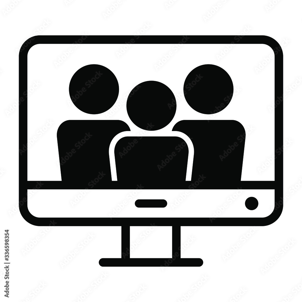 Video conferencing vector icon. Web call illustration sign. Online meeting symbol. Video conferencing vector icon. Web call illustration sign. Online meeting symbol.