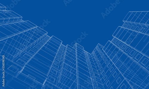 Vector wire-frame model of a multi-storey building