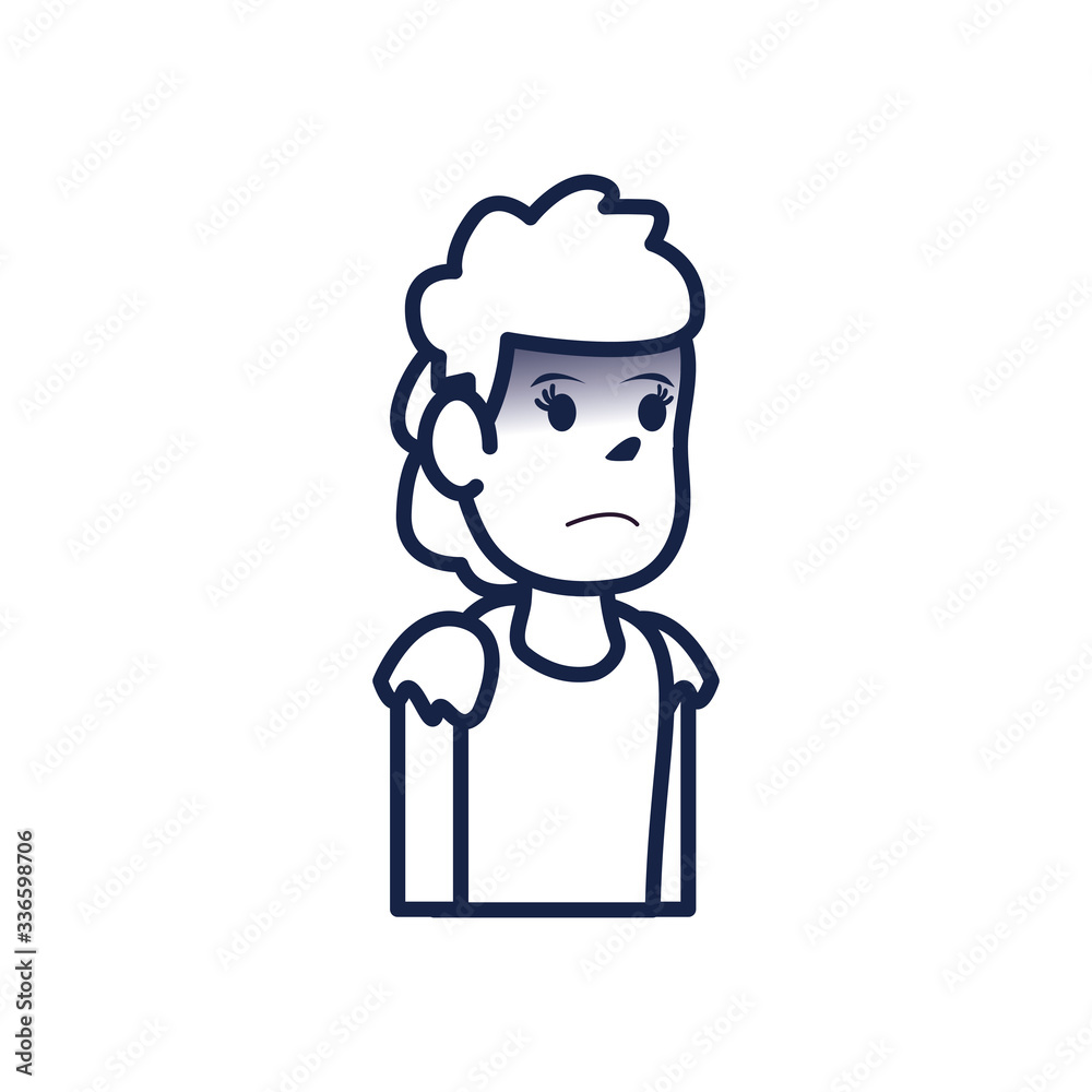 Girl cartoon with fever line style icon vector design