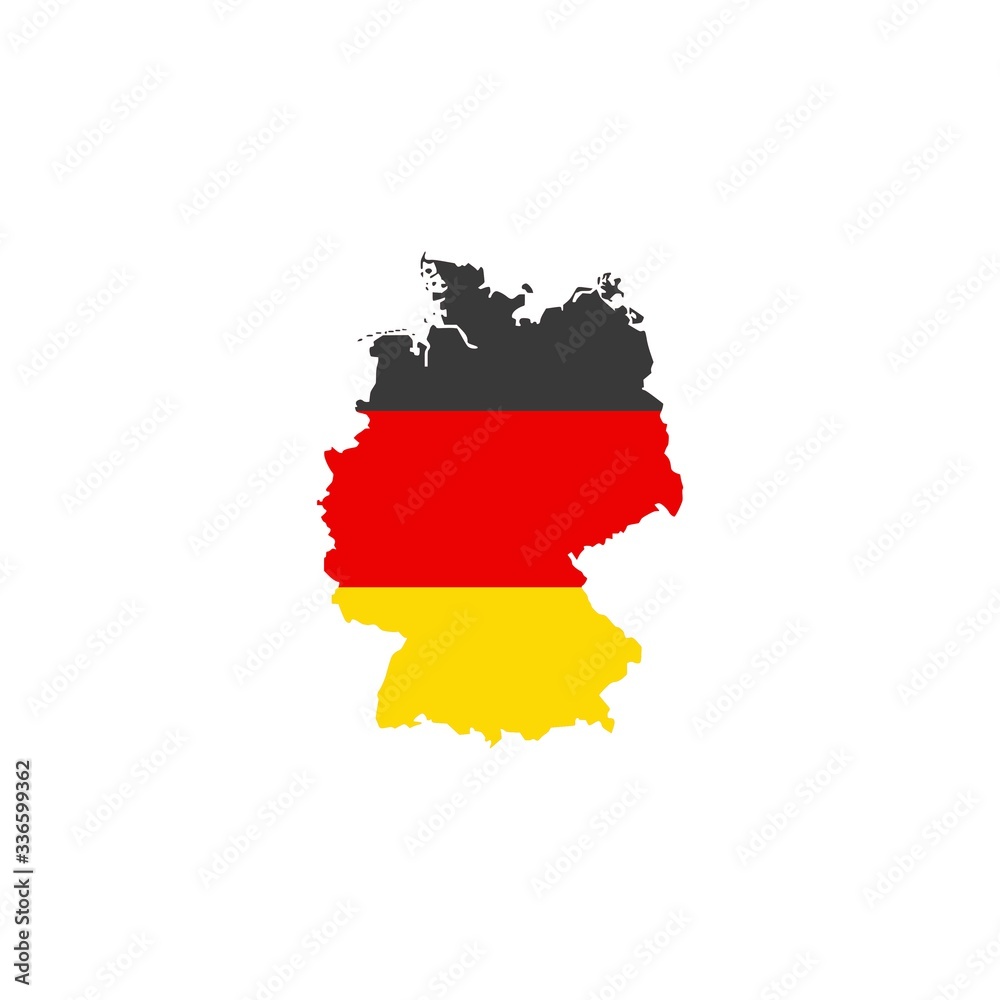 Germany flag map. The flag of the country in the form of borders isolated on white background Germany flag map. The flag of the country in the form of borders isolated on white background