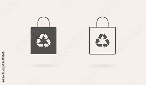 Eco bag vector icon set. Zero waste concept. Eco-friendly cotton bag. Simple flat design sign isolated on white
