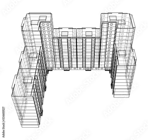 Vector wire-frame model of a multi-storey building