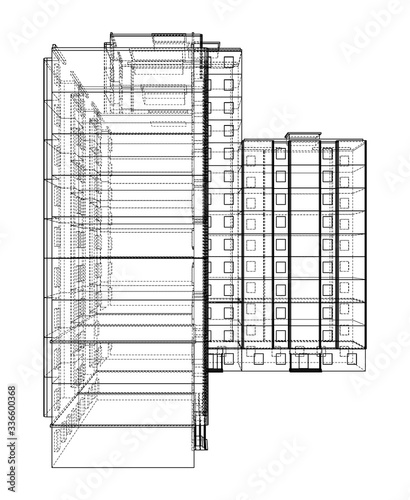 Vector wire-frame model of a multi-storey building