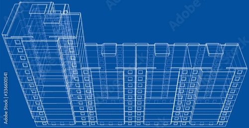 Vector wire-frame model of a multi-storey building