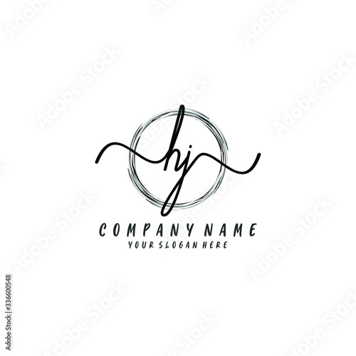 HJ initial Handwriting logo vector templates photo