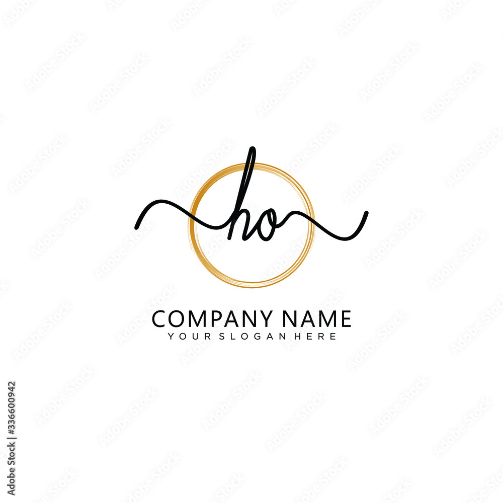 HO initial Handwriting logo vector templates
