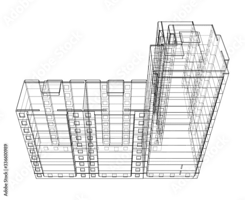 Vector wire-frame model of a multi-storey building