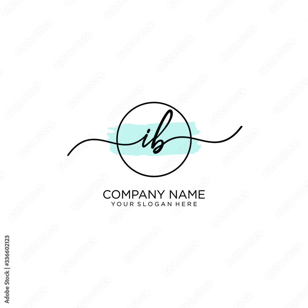 IB initial Handwriting logo vector templates
