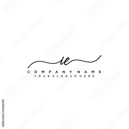 IE initial Handwriting logo vector templates photo