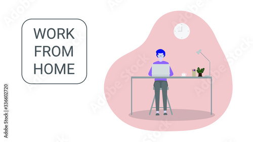 People sitting and working with a notebook. Work from home during the coronavirus outbreak. stay at home and social distancing to avoid virus pandemic spreading.
