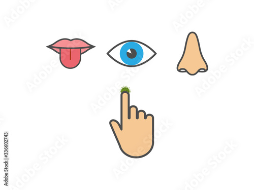 Avoid touching your face. Vector illustration, flat design.