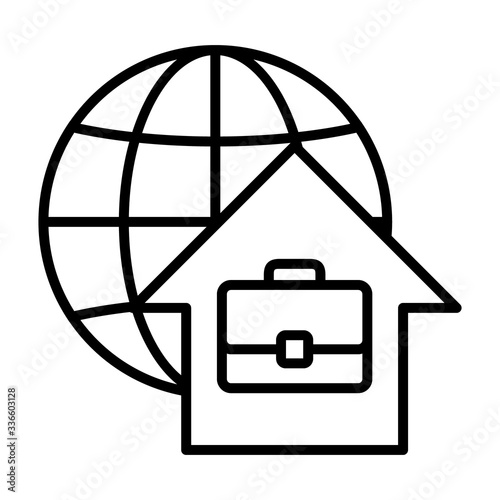 Remote work or work from home concept line art vector icon for business apps and websites