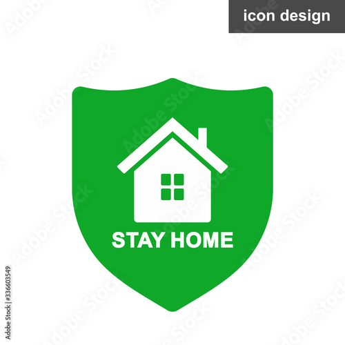 Stay home safe like under shield sign