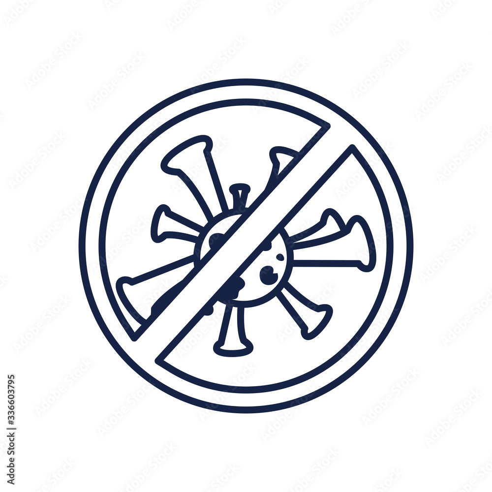 Covid 19 virus with forbidden symbol line style icon vector design Covid 19 virus with forbidden symbol line style icon vector design