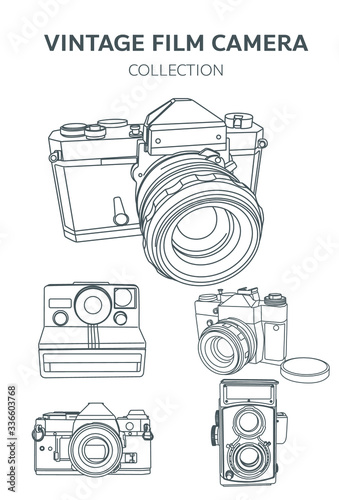 vintage film camera in vector 10