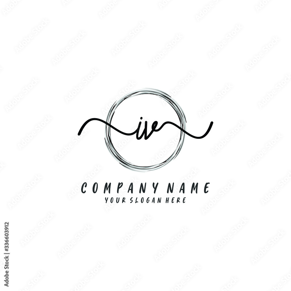 IV initial Handwriting logo vector templates