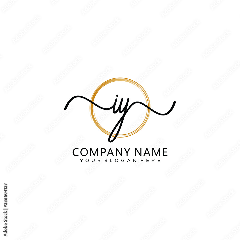 Fototapeta premium IY initial Handwriting logo vector templates