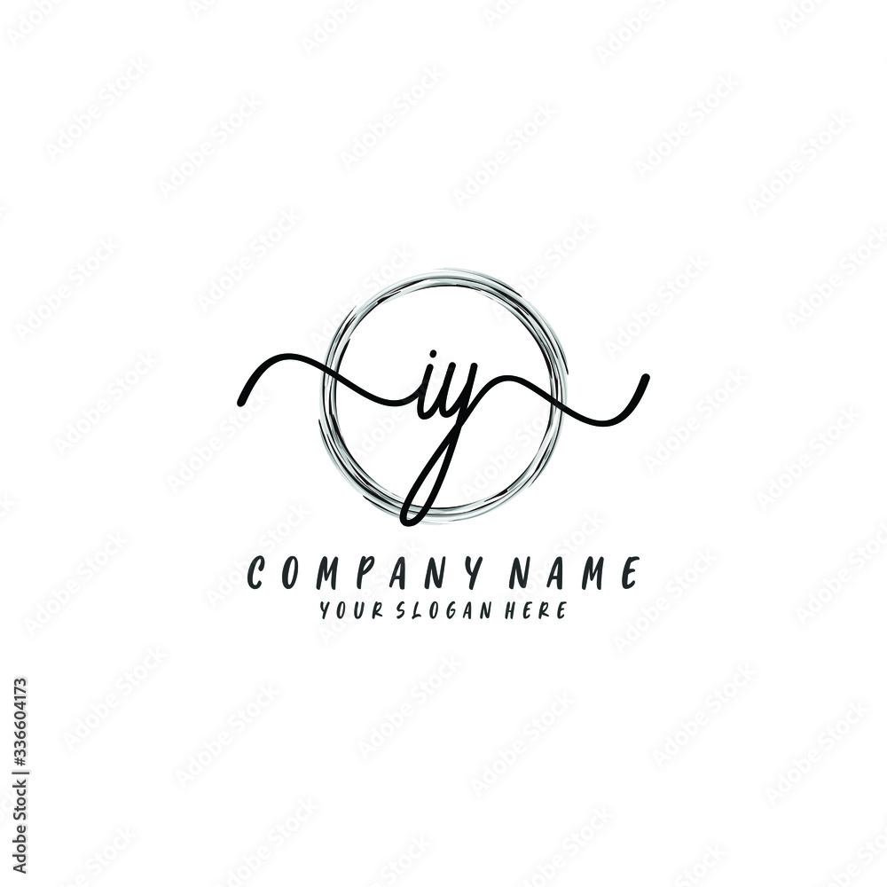 IY initial Handwriting logo vector templates