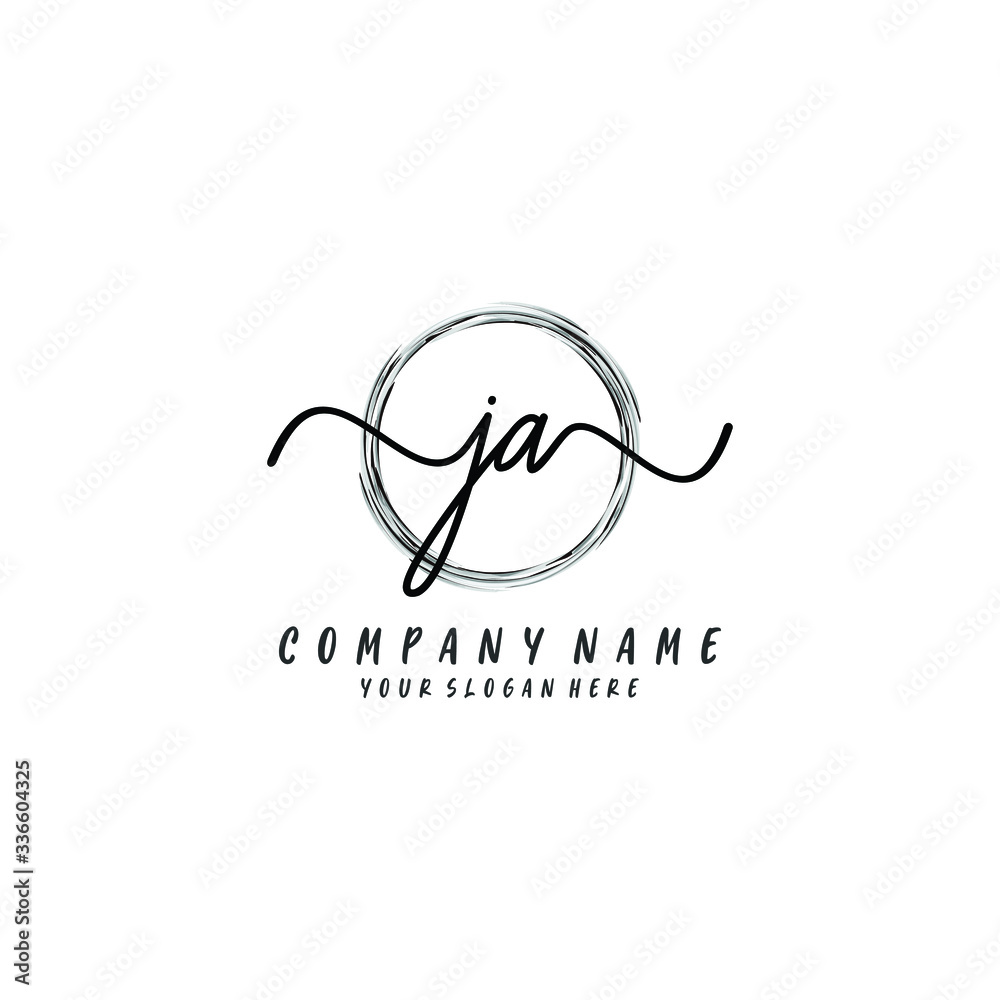 JA initial Handwriting logo vector templates