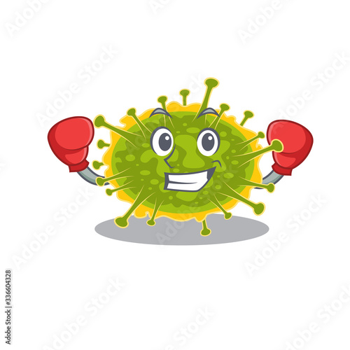A sporty boxing athlete mascot design of insthoviricetes with red boxing gloves