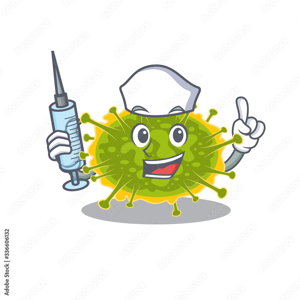 Fototapeta premium A nice nurse of insthoviricetes mascot design concept with a syringe