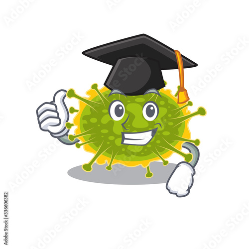 Happy face of insthoviricetes in black graduation hat for the ceremony