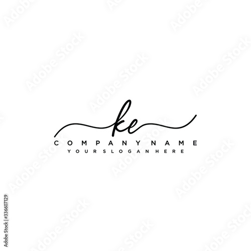 KE initial Handwriting logo vector templates
