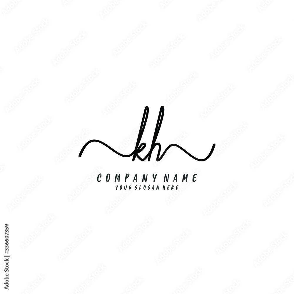 KH initial Handwriting logo vector templates