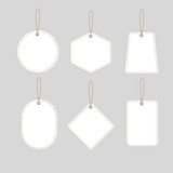 Set of blank tags and price labels template. Banner discount on paper style.