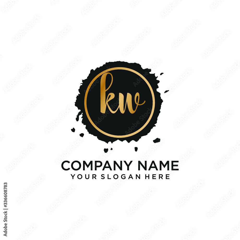 Fototapeta premium KW initial Handwriting logo vector templates