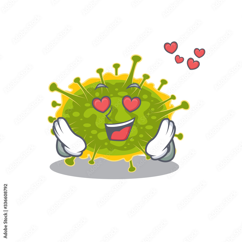 Fototapeta premium Cute insthoviricetes cartoon character has a falling in love face