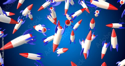 3d rockets falling slow motion France, USA