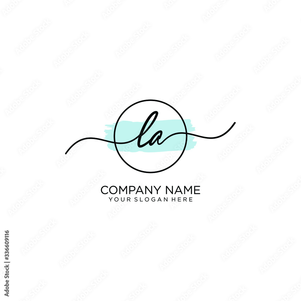 LA initial Handwriting logo vector templates