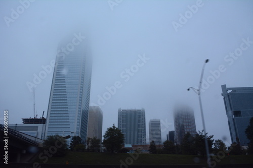 foggy skyscraper