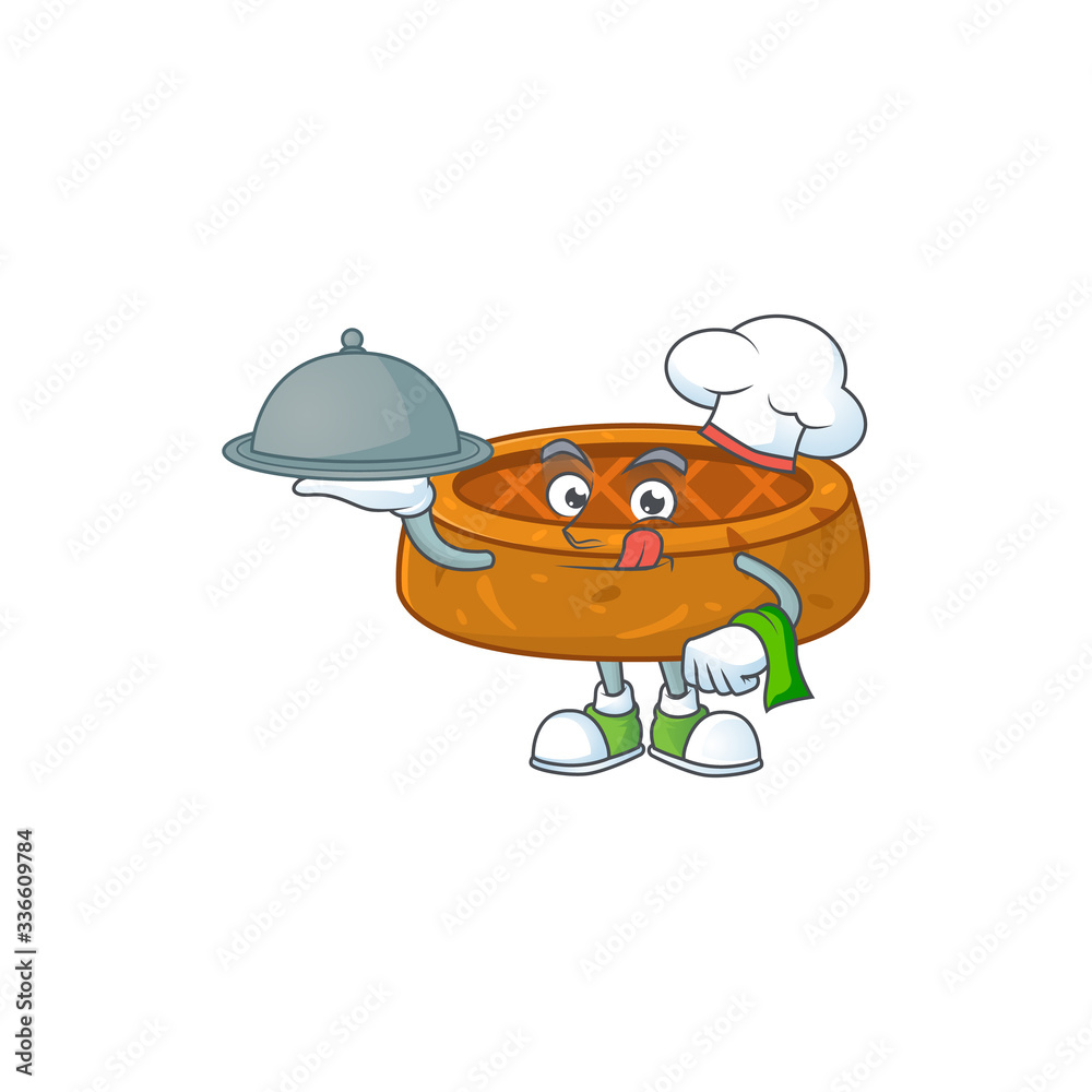 A peanut cookies chef cartoon design with hat and tray A peanut cookies chef cartoon design with hat and tray